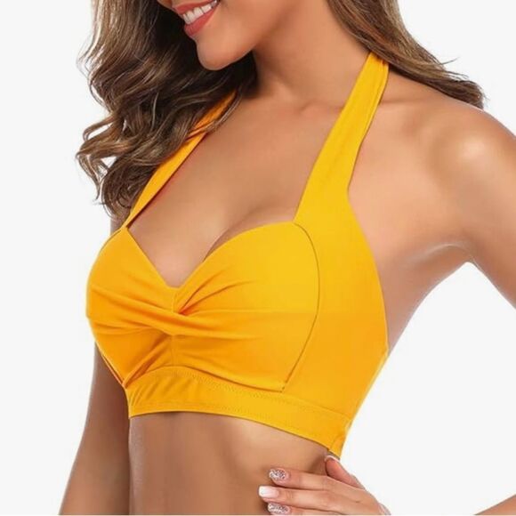 Tempt Me Yellow Halter Bikini Top XL NWT - Picture 3 of 8